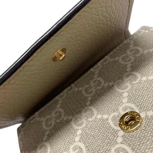 GUCCI Double G bi-color medium wallet/GG Marmont 598587 Beige Gray Cream - Picture 8 of 12